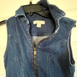 Guess Blue Denim Jumpsuit Zip Vest